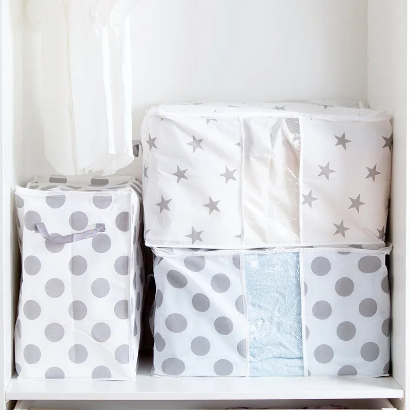 طوي تخزين أكياس للطي المنظم حقيبة للملابس لحاف بطانية وسادة الأمتعة تنفس مع 2 مقابض خزانة المنظم