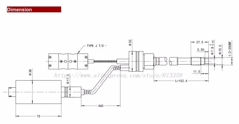 ZHYQ PT124G-123T датчик давления расплава, 6pins, 50Mpa Выход 3,33 мВ/V с Давление и Температура индикатор N60/N50/N10