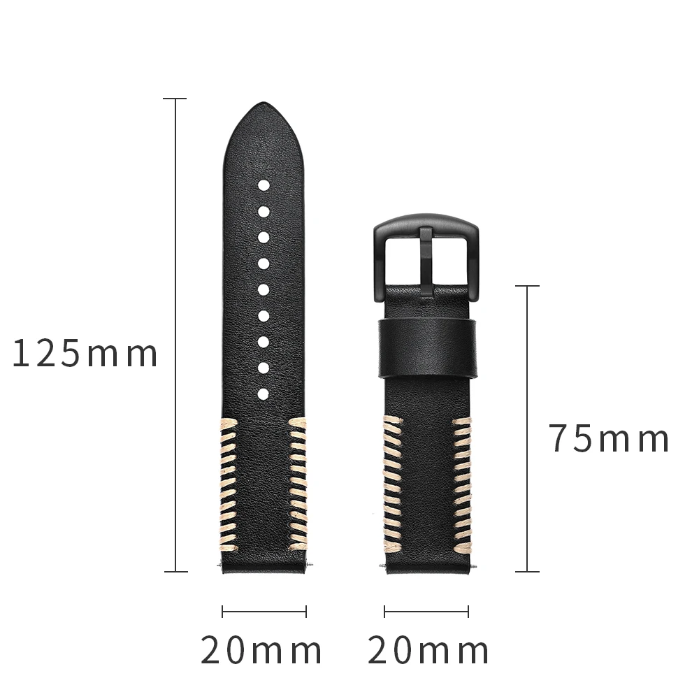 20MM band for AMAZFIT watch band Handmade real leather bracelet for xiaomi men's watch strap (7)