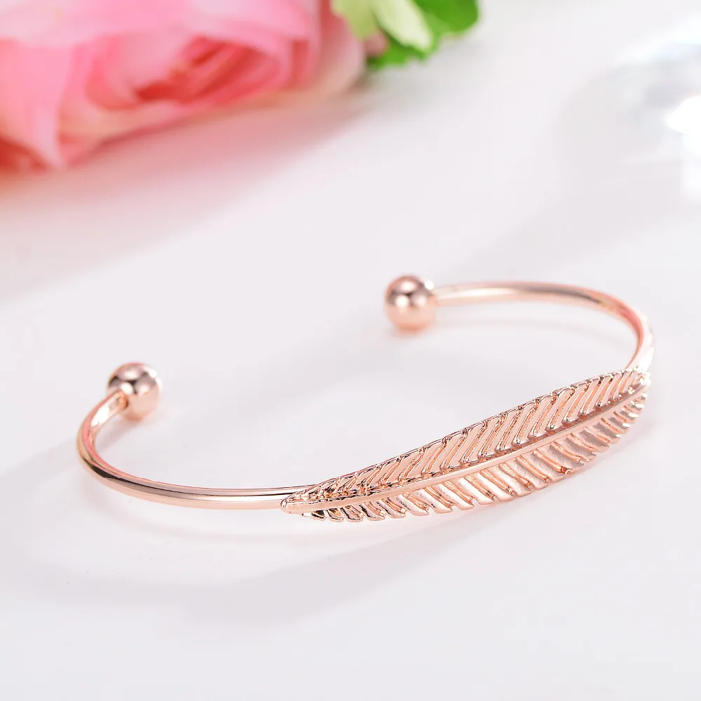 

Women's Bracelet & Bangles Minimalist Skinny Bangles Female Leaf Bangles Dress Charm Bangle Jewelry Gift