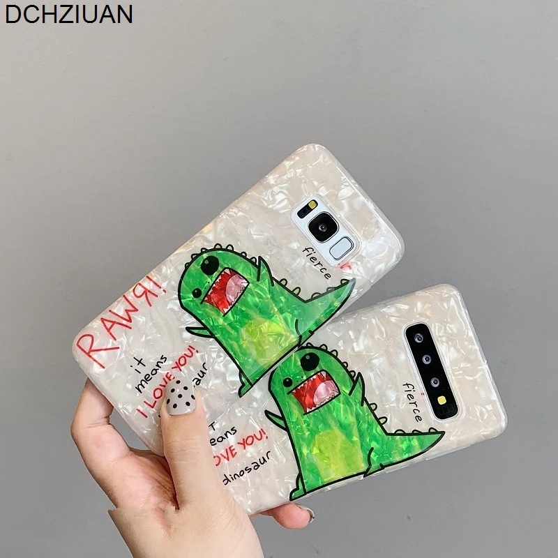 

DCHZIUAN Dinosaur Phone Case For Samsung Galaxy S10 S8 S9 Plus Note 8 9 Shiny Love Letter Cover Coque For Samsung S10 Plus Case
