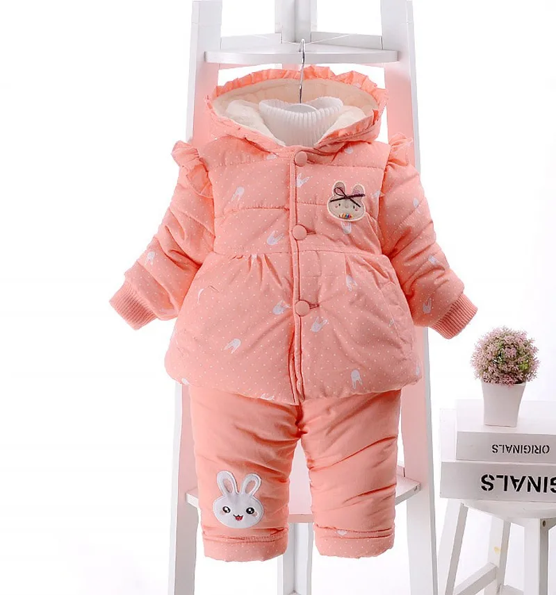

New Baby Girl Outfit Winter THICKNESS TWO PIECES Print coat and pants Baby Clothes Baby Girl Clothing 6GST049