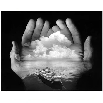 

5d DIY Diamond Painting Black and white sea hand Full Drill Square Round Embroidery Cross Stitch Kits 5D Mosaic Needlework YG502