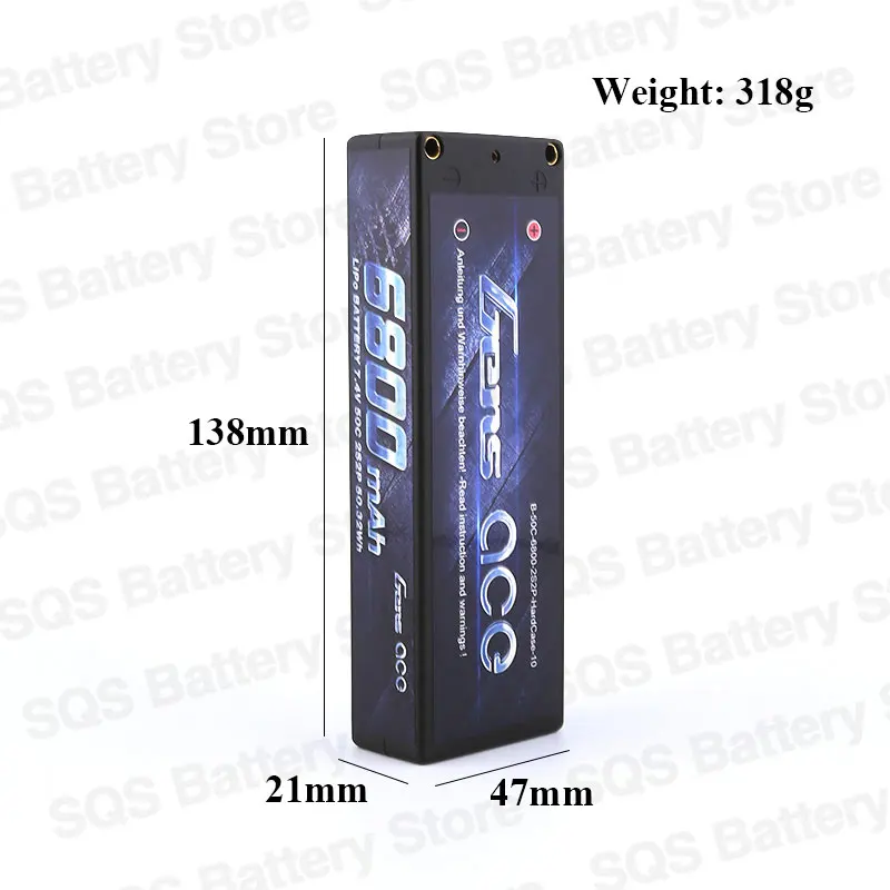 2Pcs Gens ace 2S Lipo Battery 6800mAh 7.4V Batteria Pack 50C Deans Connector for Axial RC Car 1/8 1/10 Hardcase High Discharge