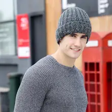 Модные для мужчин Skullies шапочки вязаная шапка зимние шапки для женщин Простой теплый мужской Gorros капот шапки утолщаются Твердые