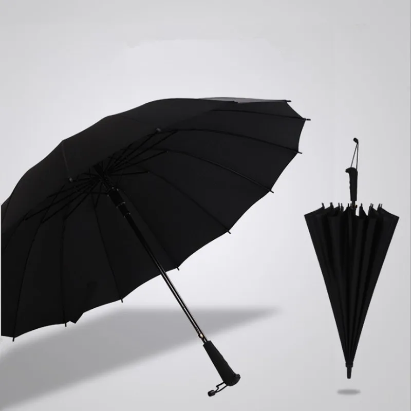 Hot sell long handle outdoor 16 Rib bone straight umbrella large golf