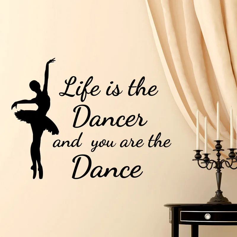 

ZOOYOO Life Is The Dancer Wall Stickers Art Murals Home Decor Nursery Ballerina Silhouette Wall Decals Kids Room Decoration