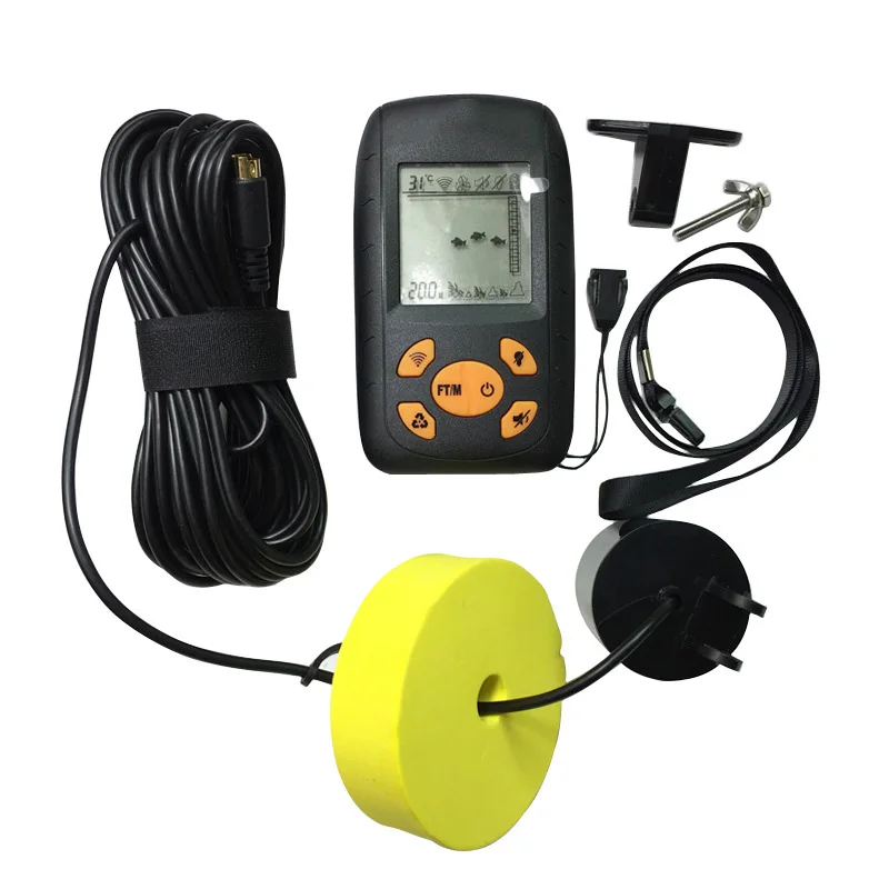 

1pc Portable Sonar Alarm Fish Finder Echo Sounder 0.7-100M Transducer Sensor Depth Finder with Russian manual #B3 Factory Price