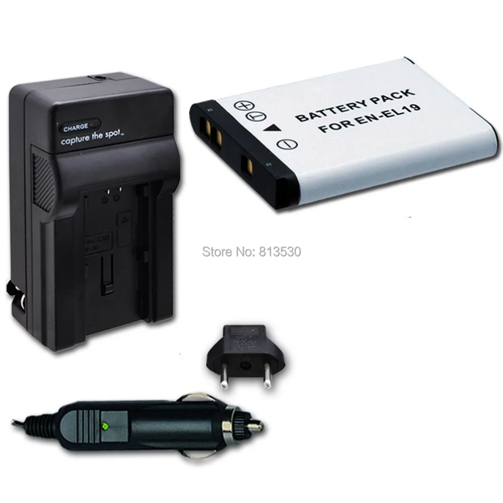  EN-EL19 ENEL19 EL19 Battery and Charger for Nikon Coolpix S32 S33 S100 S2500 S2750 S3100 S3200 S3300 S3400 S3500 S4100 S4150. 