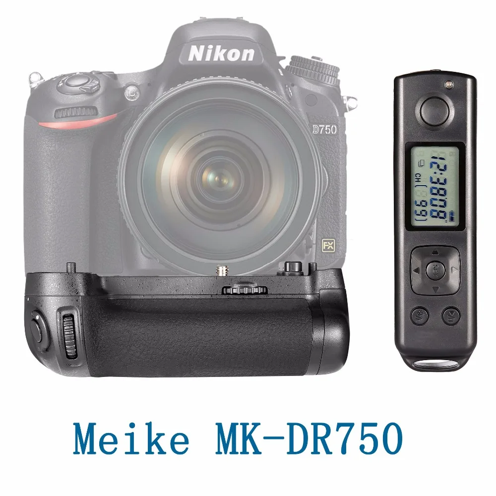 Meike MK-DR750 Встроенный 2,4g беспроводной контроль батарейный блок для Nikon D750 как MB-D16