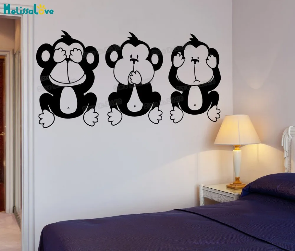 

Vinyl Decal Buddhism Symbols Three Wise Monkeys Yoga Meditation Relaxation OM Zen Office Decoration Removable Unique Gift YY734