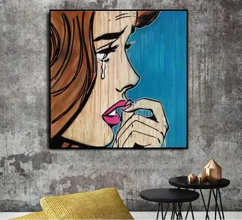 

Wall art canvas painting hand painted Pop Art girl on canvas for wall decoration painting