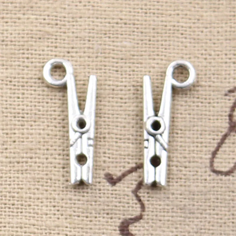 

50pcs Charms clothespin 18x8mm Antique Silver Plated Pendants Making DIY Handmade Tibetan Silver Jewelry