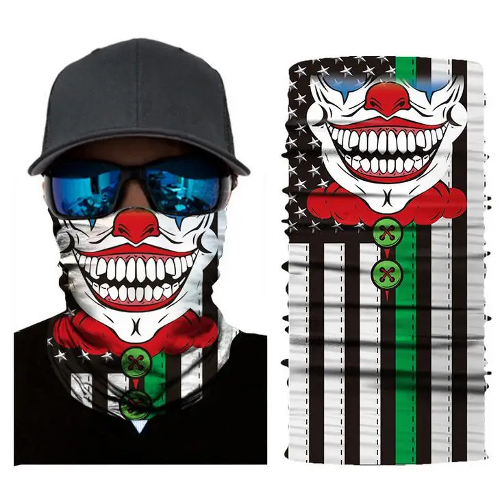 Цифровой клоун американский флаг Таро бесшовные езда Магия тюрбан быстросохнущая Солнцезащитная маска с подбородником