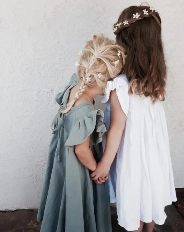 

2019 Ins European&America Toddler Kids Girl Dress Ruffles Princess Linen Dress Fashion Summer Clothings