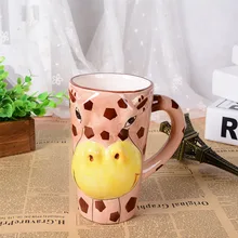 3D stereo hand painted cartoon animals mug office large-capacity ceramic water cup children drinkware Christmas gift