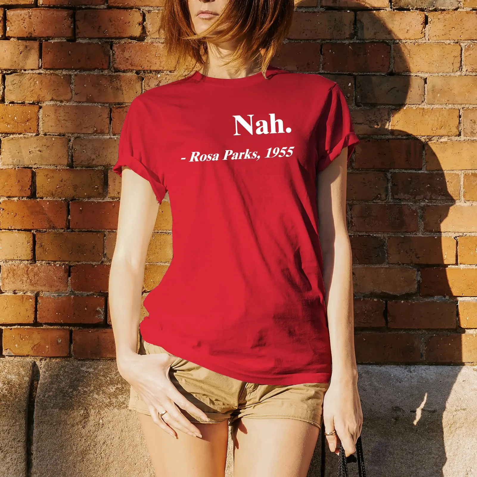 

Nah Rosa Parks 1955 Quotes Funny T Shirt Women Black Lives Matter Equal Rights Tee Summer Red Tops Cotton Civil Rights Tshirt