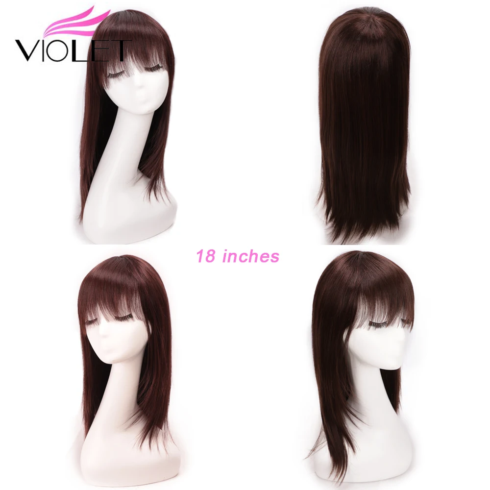 VIOLET Straight Peruvian Medium Ratio 20/22 Inch Non-Remy Human Hair BoB Wig with Bangs Two Colors for Black Women Long BoB Wig