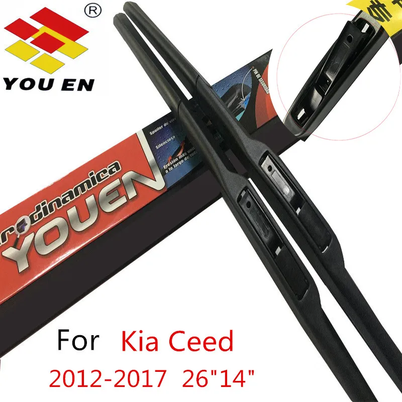 YOUEN Auto Car Wiper Blades For Kia Ceed 2012 2013 2014 2015 2016 2017 Natural Rubber Windscreen Wipers Car Accessories Styling YOUEN Auto Car Wiper Blades For Kia Ceed 2012 2013 2014 2015 2016 2017 Natural Rubber Windscreen Wipers Car Accessories Styling