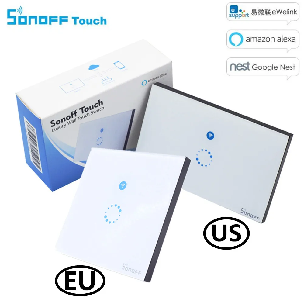 Sonoff Touch US EU Plug настенный Wifi выключатель света стеклянная панель сенсорный