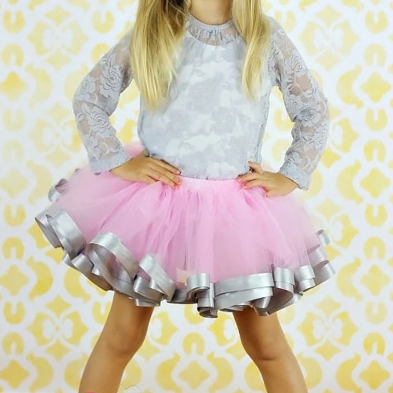 

Voilet Fluffy Little Baby Girl Skirt With Satin Ribbon Trim Sewn Puffy Baby Tutu Skirt for 0-7 years old