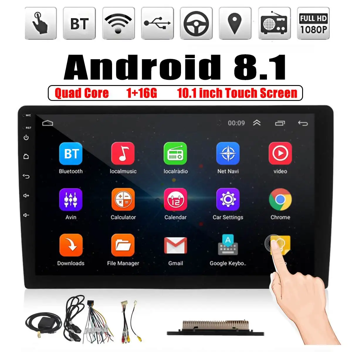 

10.1'' Android 8.1 Car Stereo MP5 Player 2DIN bluetooth WIFI DBA GPS Nav Quad Core Radio Video Car Multimedia Player 1+16G