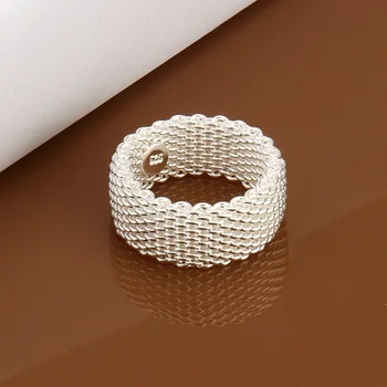 free shipping silver color charm Women lady mesh ring,new fashion jewellery charm silver ring jewelry gift R040