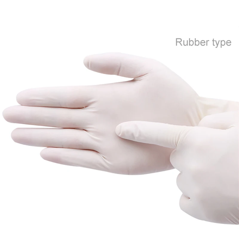 Одноразовые медицинские перчатки Cofoe, резиновые, 100 шт., тонкая пленка, латексные, уплотненные, для использования, для хирургического осмотра, перчатки одноразового использования - Цвет: White