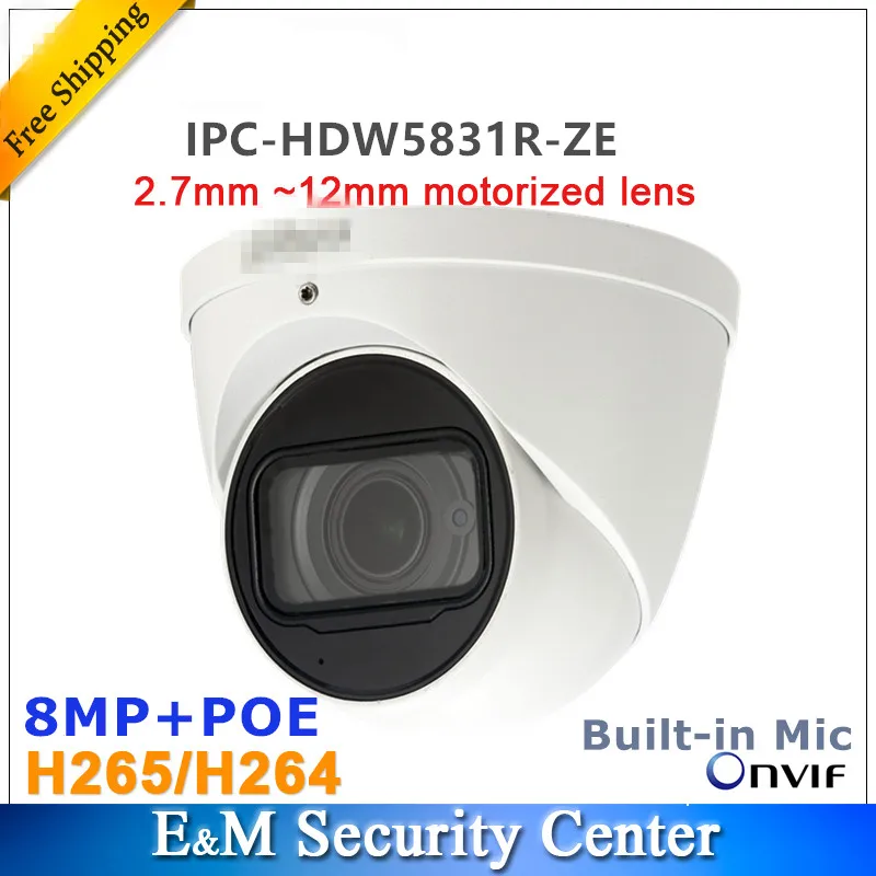 dahua IPC-HDW5831R-ZE на английском языке с логотипом 8MP IR Eyeball сетевая камера POE CCTV Встроенный микрофон IP67 IPC-HDW5831R-ZE