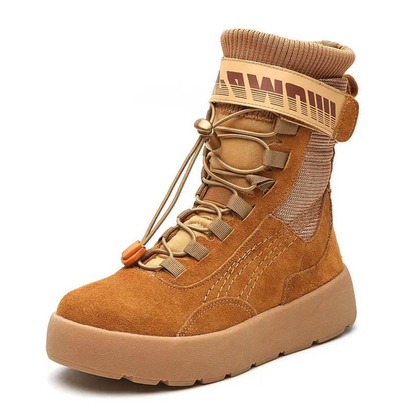 Mi Automne Cuir mollet Lacets Taille Noir army Décontractées Mode Nouveau jaune Grande forme Appartements À Green Bottes Plate En Souple Pour Femmes E2IHD9