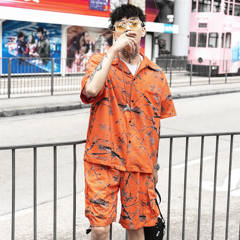 

Aolamegs Men T Shirt Ink Printed Men's Tee Shirts Turn-down Collar T-shirt Fashion High Street Hip Hop Tees Streetwear Summer