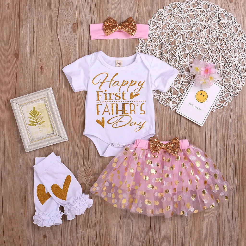 Skirted Bodysuit Sequins Baby Girl Clothes 0-3Y Toddlers Kids Heart Tutu Dress