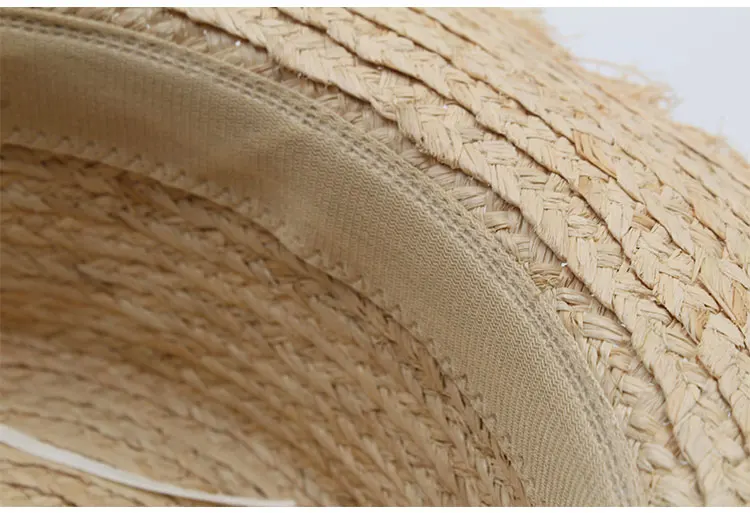  hat womens summer adult solid casual straw sun beach hat summer hats for women boater raffia hat bow (12)