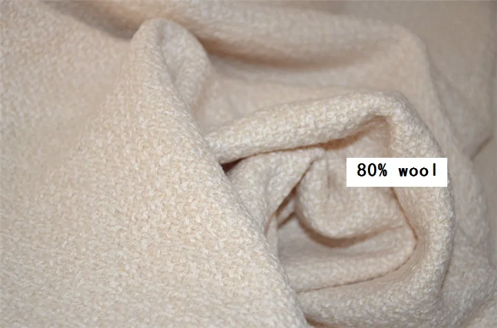 80% шерсть твидовая ткань бежевая нить Плетенный узор цена за 1 метр