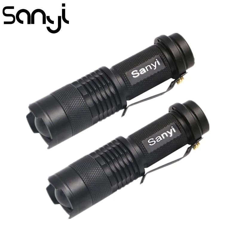 

2Pcs Mini Zoomable Penlight LED Flashlight Black 2000lm Waterproof Torch Light 3Modes Adjustable Focus Pocket Handy Lantern