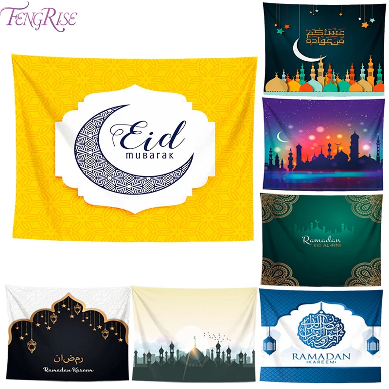 

Happy Ramadan printed Background Wall Tapestry Cloth Hanging For Home Eid Mubarak Decoration Islamic Muslim Party Favor supplies