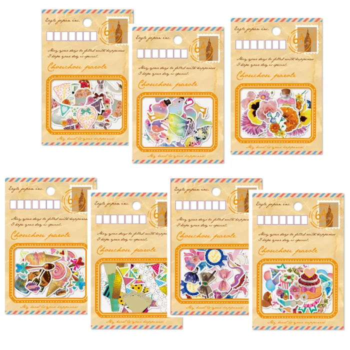 

64Pcs/pack Lovely Cartoon Animals Flowers Decorative Sticker Diary Album Label Sticker DIY Scrapbooking Stationery Stickers