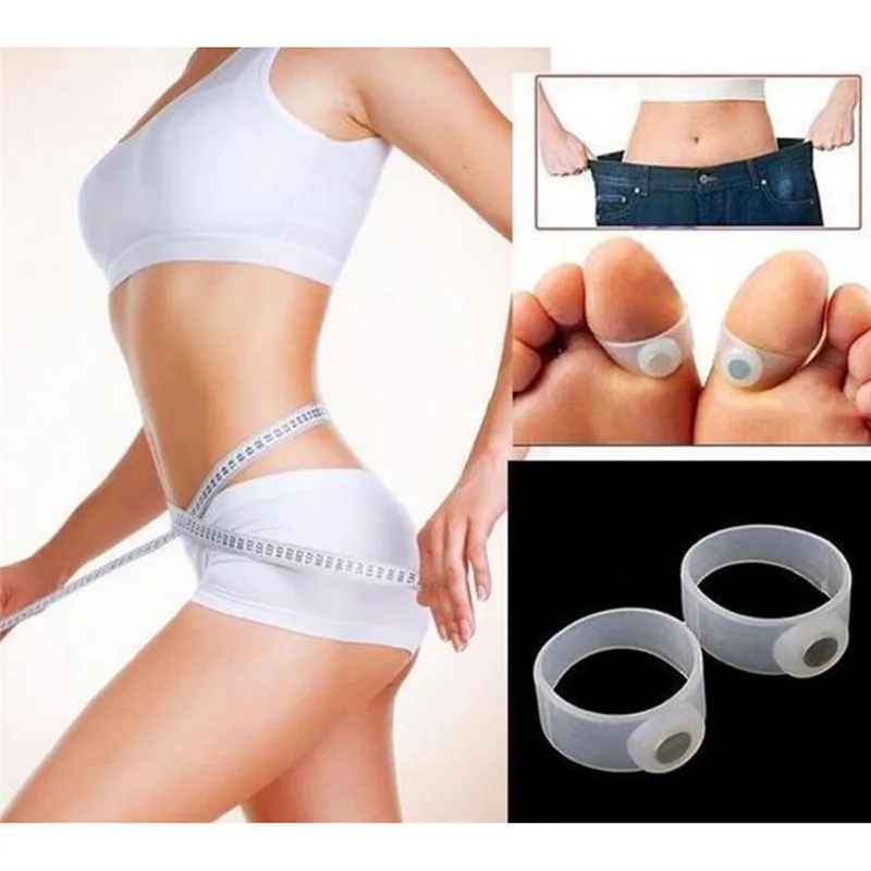HOT 1Pair=2pcs Slimming Lose Weight Care Tool Silicone Magnetic Massage Foot Toe Rings