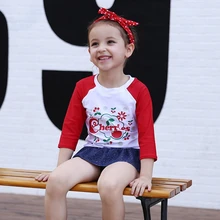 Девушки с длинным рукавом Купальник комплект одежды из 3 предметов Купальники для малышек Пляж Ткань Детские быстросохнущие Одежда заплыва юбка теплая Предохранители сыпи спорта людей УФ солнцезащитный крем