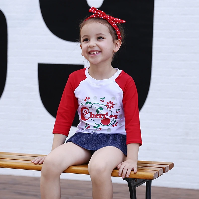 Girl's Long Sleeve Swim Suit 3 piece Set Swimwear beach cloth Kids