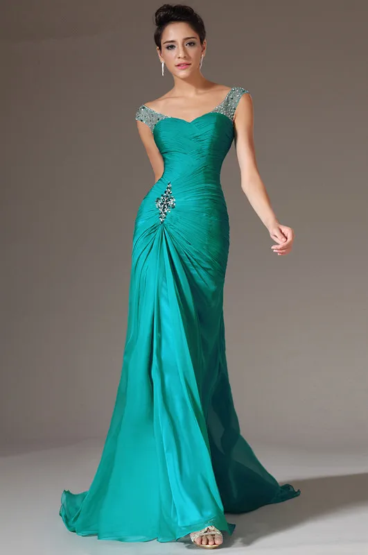 Free-Shipping-New-Cap-Sleeves-Pleated-Chiffon-Evening-Gowns-Evening-Dresses (1)
