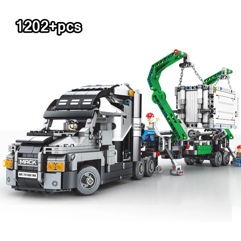 

1202PCS DIY City Container Truck Vehicles Car Building Block Compatible Legoing Technic Car Bricks Educational Toy for Children