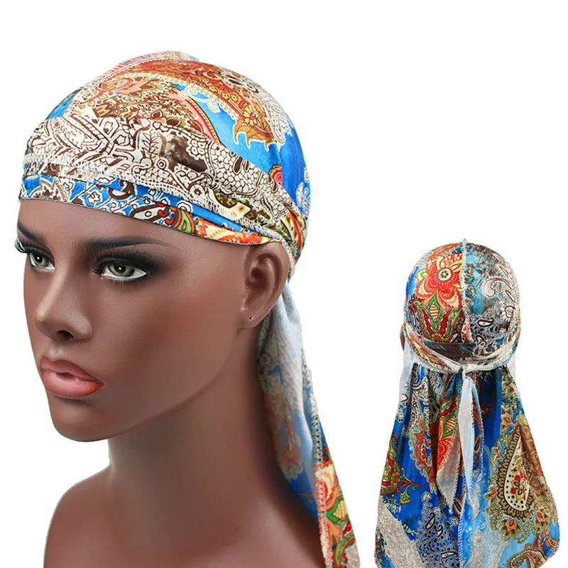 Мужские шапки унисекс DuRag с цветочным принтом тюрбан аксессуары для волос