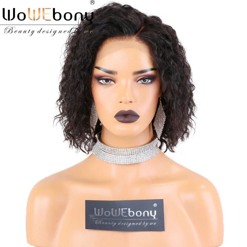 

13x6 Lace Front Human Hair Wigs Curly Bob Remy Human Hair Wig Pre-Bleached Knots With Plastic Band