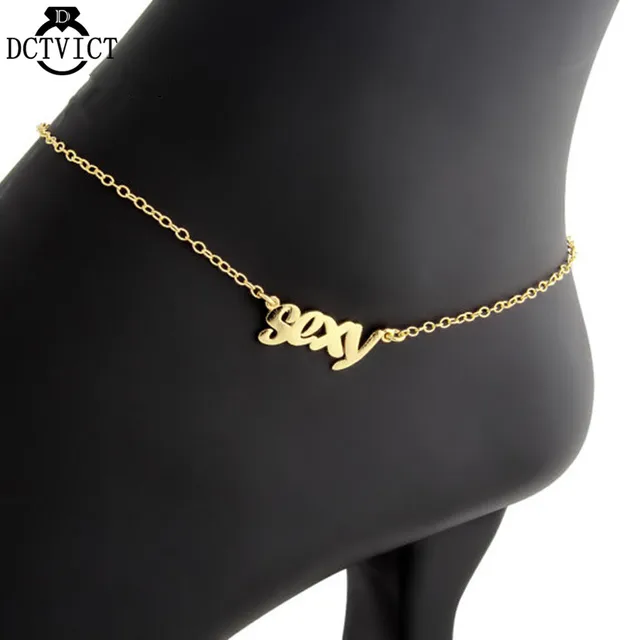 Trendy Gold Tobilleras Para Mujer Pulsera Custom Name Ankle Bracelet Trendy Gold Tobilleras Para Mujer Pulsera Custom Name Ankle Bracelet Women Stainless Steel Barefoot Sandals Beach