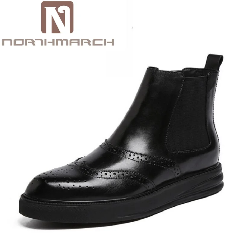 

NORTHMARCH Men Winter Boots New Fashion High Quality Men Boots High Top Genuine Leather Men Boots Thick Bottom Winter Footwear
