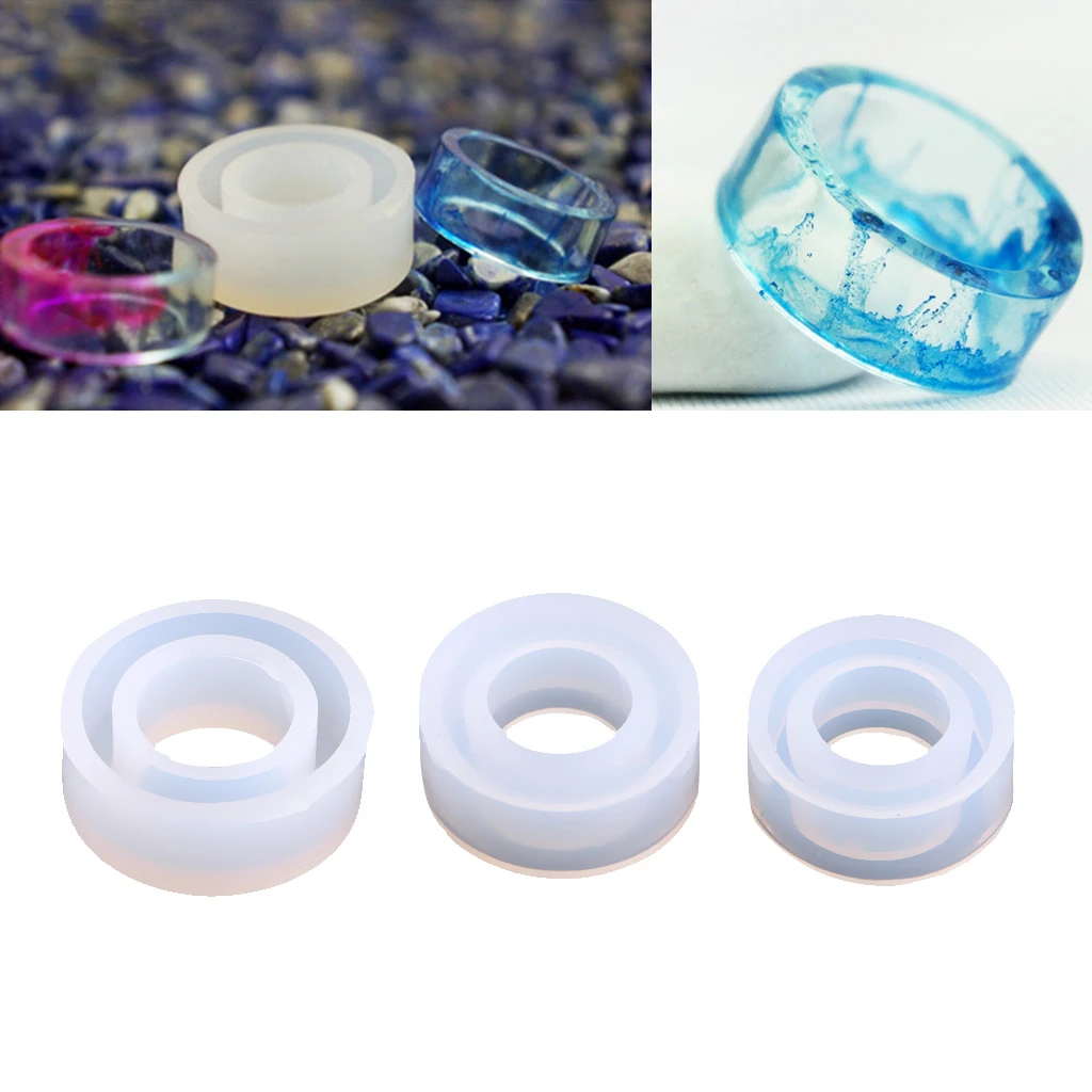 3 Pieces Silicone Ring Mold Jewelry Pendant Rings Resin Casting Circle Mould for DIY Craft Making, 3 Types(15/16/17mm)