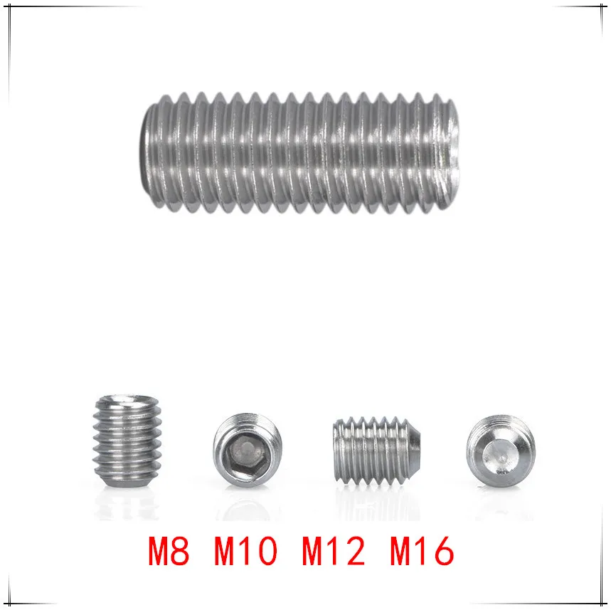 DIN916 Нержавеющая сталь Шестигранная винт M8/M10/M12/M16* 6/8/10/12/16/20/30/40/50 мм Grub винт Болт Комплект