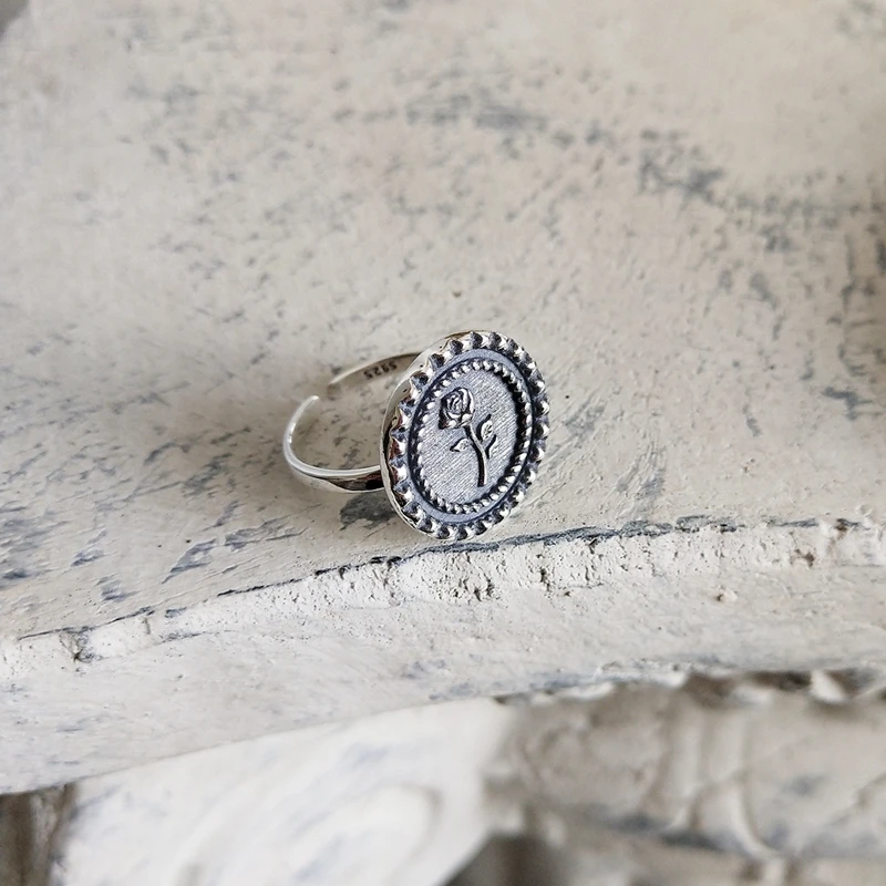LouLeur, новинка, Стерлинговое Серебро 925 пробы, Винтажное кольцо в виде цветка розы, серебряное, старое, изысканное, Открытое кольцо для женщин, праздничные украшения, подарок