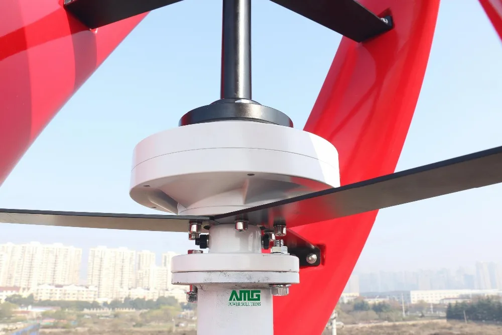 600W 24V Spiral Wind Turbine Generator Red/White VAWT Vertical Axis